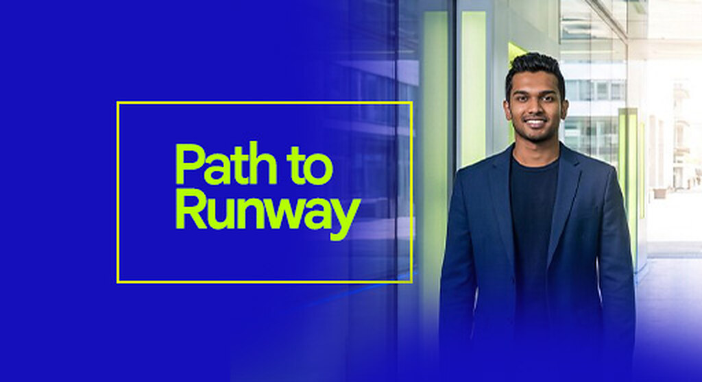 Path to Runway — graduate walking toward a bright future