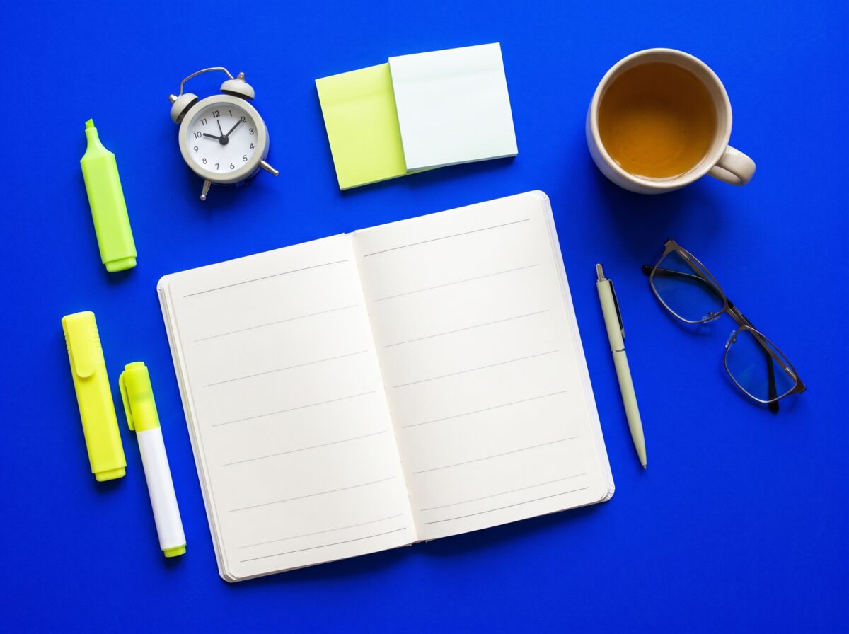 Study desk with planner and notes
